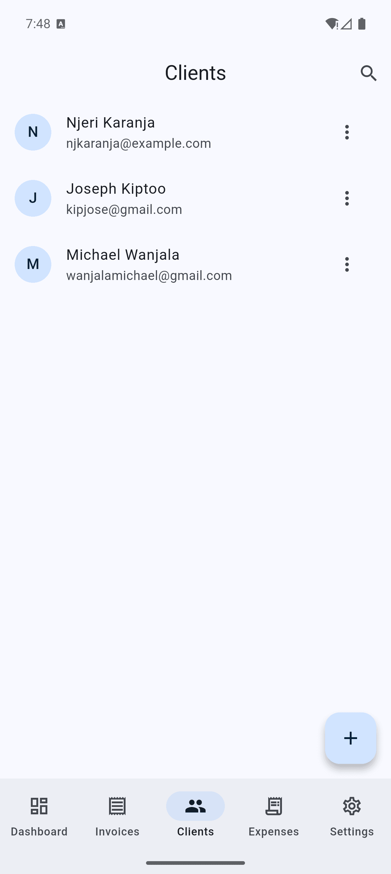 Client management interface